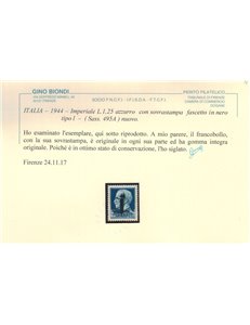 ITALIA RSI 1944 Varietà 1,25₤ Imperiale (errore colore soprast.) MNH** ©