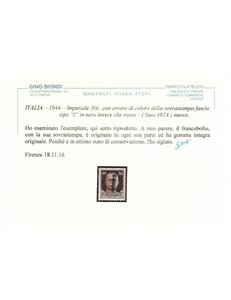 ITALIA RSI 1944 Varietà 30c Imperiale (errore colore soprast.) MNH** ©