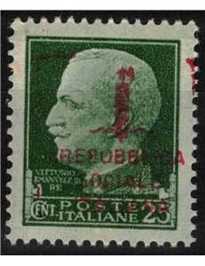 ITALY RSI 1944 Variety 25c Imperial (color error overprint) MNH** ©