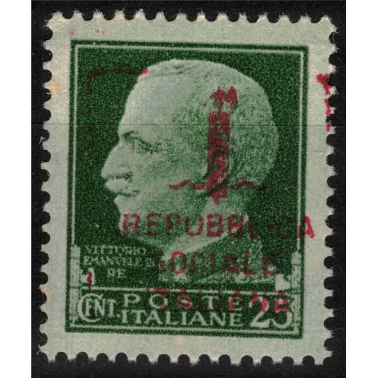 ITALY RSI 1944 Variety 25c Imperial (color error overprint) MNH** ©