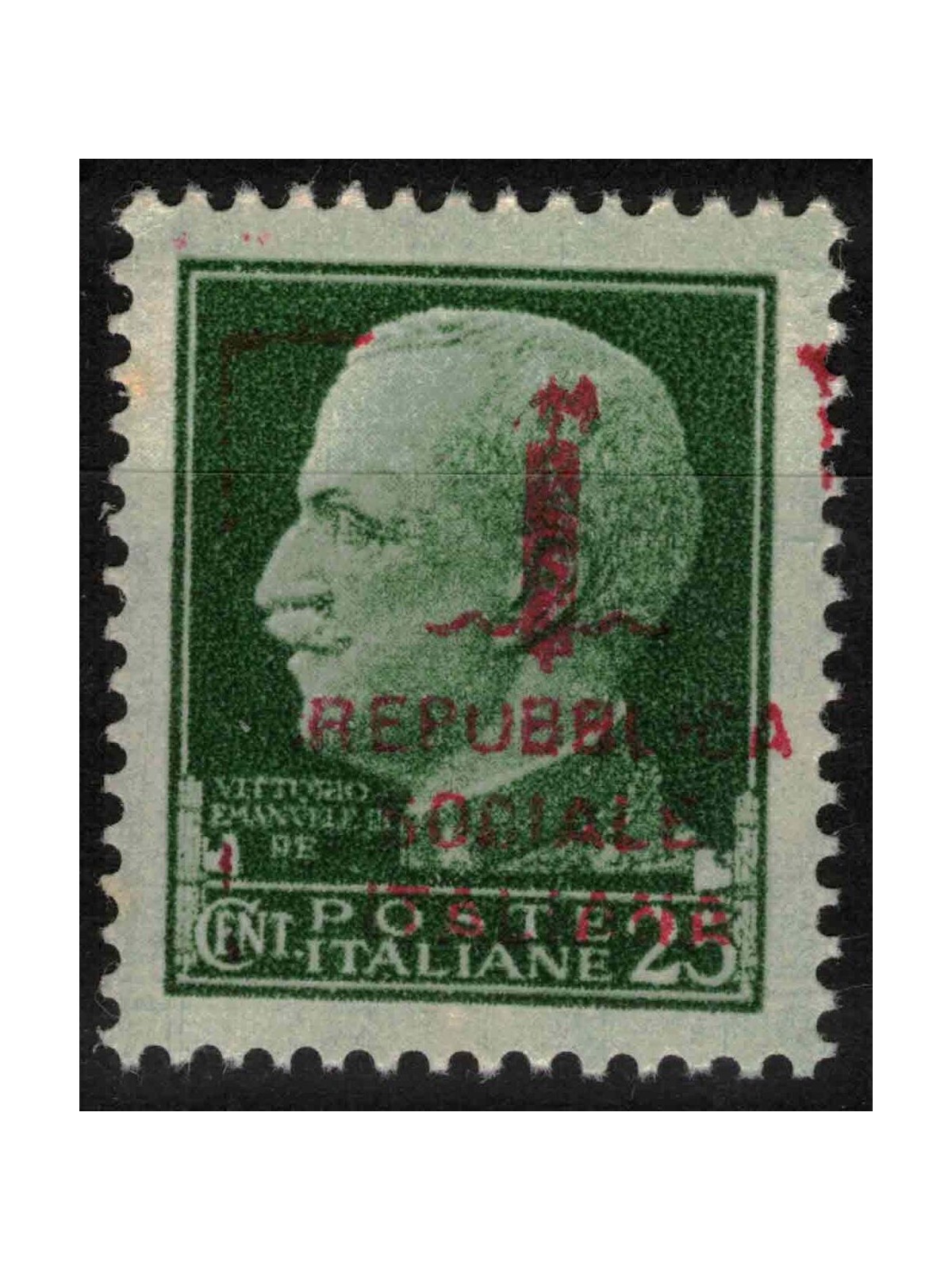 ITALY RSI 1944 Variety 25c Imperial (color error overprint) MNH** ©