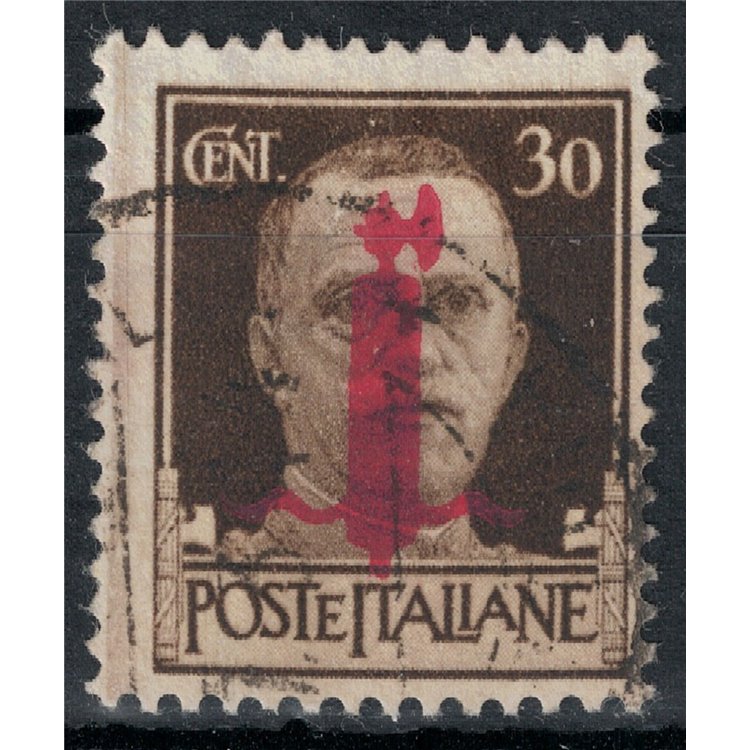 ITALY RSI 1944 Imperial 30c Florence (carmine lilac overlay) us ©