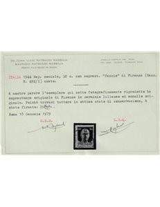 ITALIA RSI 1944 Imperiale 30c Firenze (soprast. carminio lillaceo) us ©