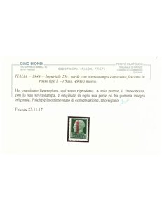ITALIA RSI 1944 Varietà 25c Imperiale (soprast. capovolta) MNH** ©