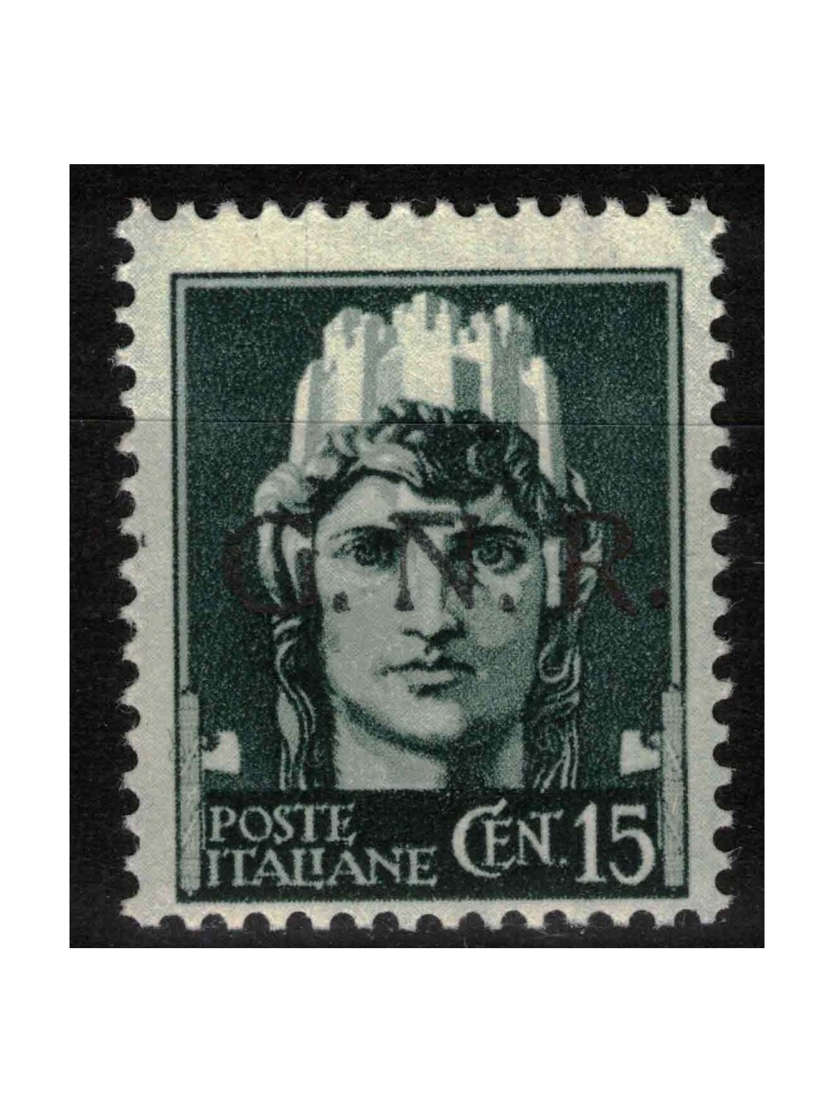 ITALY RSI 1944 Variety 15c Imperial GNR (color error overprint) MNH** ©