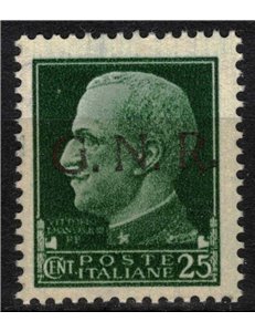 ITALY RSI 1944 Variety 25c Imperial GNR (color error overprint) MNH** ©