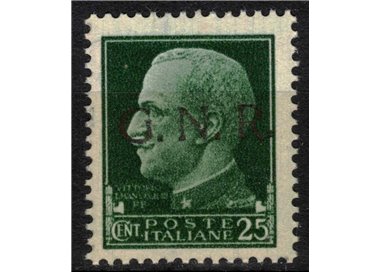 ITALY RSI 1944 Variety 25c Imperial GNR (color error overprint) MNH** ©