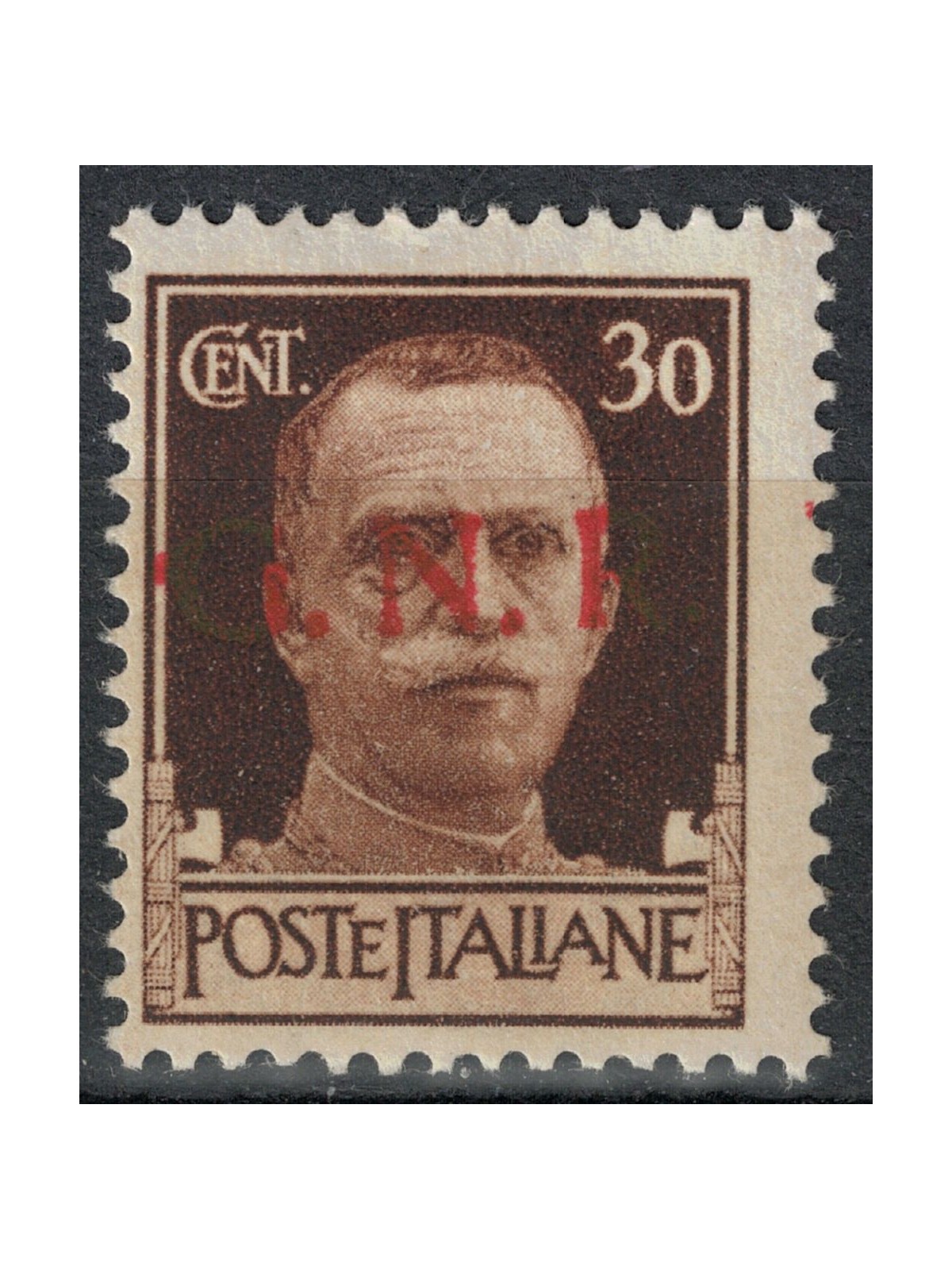 ITALIA RSI 1944 Varietà 30c Imperiale GNR (errore colore soprast.) MNH** ©