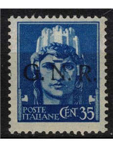 ITALIA RSI 1944 Varietà 35c Imperiale GNR (errore colore soprast.) MNH** ©