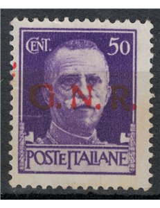 ITALY RSI 1944 Variety 50c Imperial GNR (color error overprint) MNH** ©