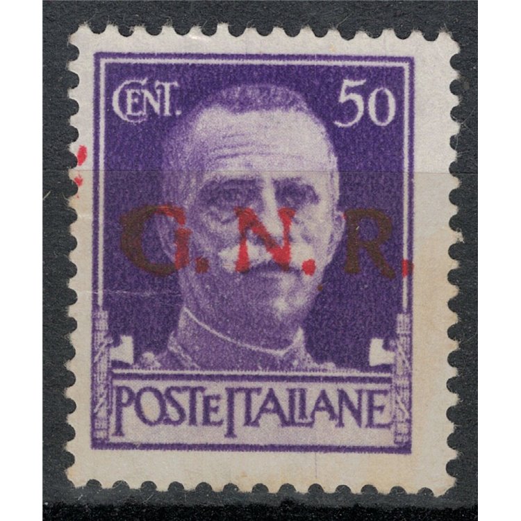 ITALIA RSI 1944 Varietà 50c Imperiale GNR (errore colore soprast.) MNH** ©