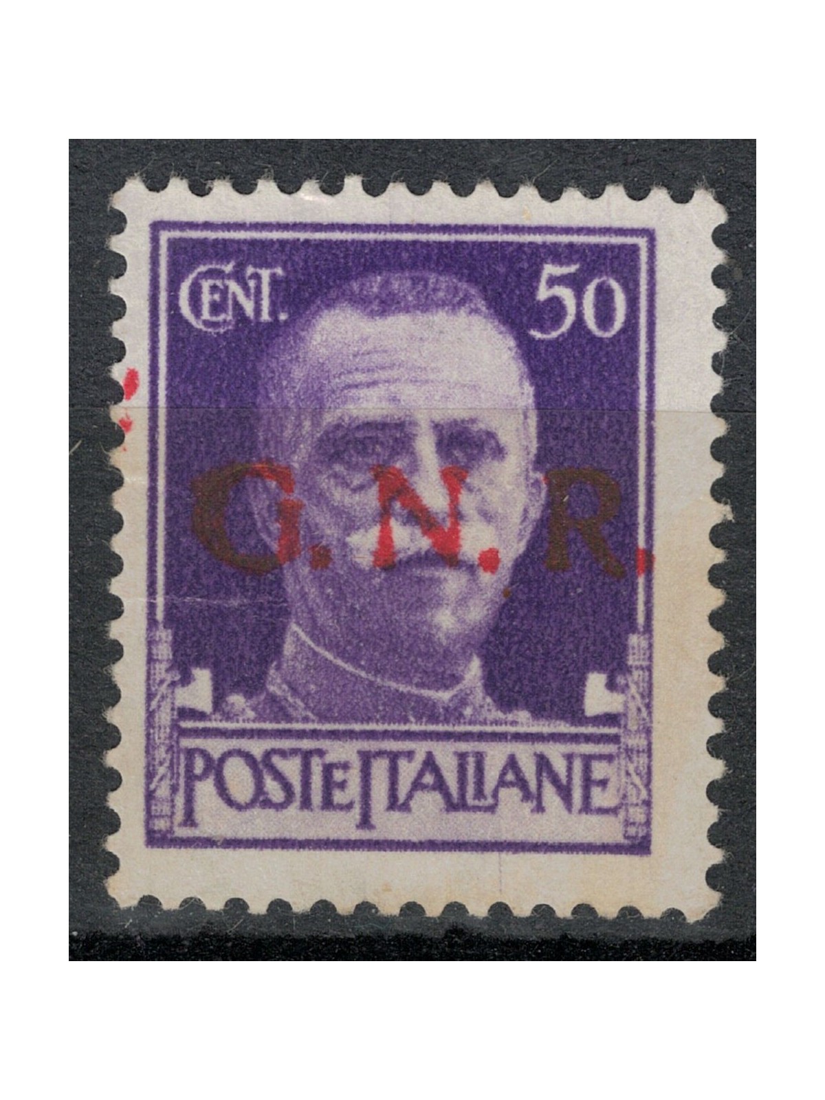 ITALIA RSI 1944 Varietà 50c Imperiale GNR (errore colore soprast.) MNH** ©