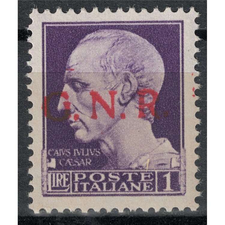 ITALIA RSI 1944 Varietà 1£ Imperiale GNR (errore colore soprast.) MNH** ©