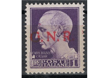 ITALY RSI 1944 Variety 1£ Imperial GNR (color error overprint) MNH** ©