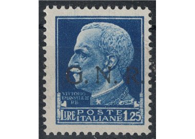 ITALY RSI 1944 Variety 1.25£ Imperial GNR (color error overprint) MNH** ©