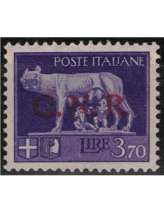 ITALIA RSI 1944 Varietà 3,70£ Imperiale GNR (errore colore soprast.) MNH** ©