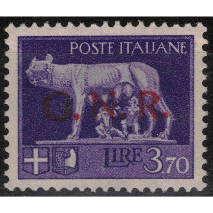 ITALIA RSI 1944 Varietà 3,70£ Imperiale GNR (errore colore soprast.) MNH** ©