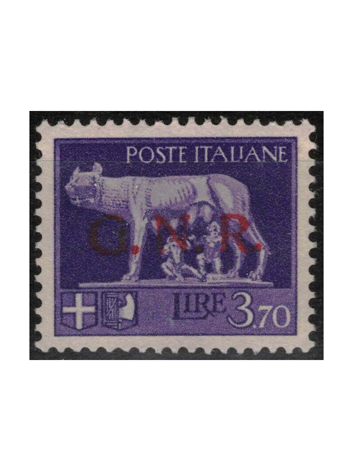 ITALIA RSI 1944 Varietà 3,70£ Imperiale GNR (errore colore soprast.) MNH** ©