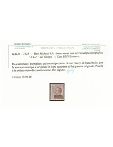 ITALIA REGNO 1923 BLP 85c bruno rosso MH* ©