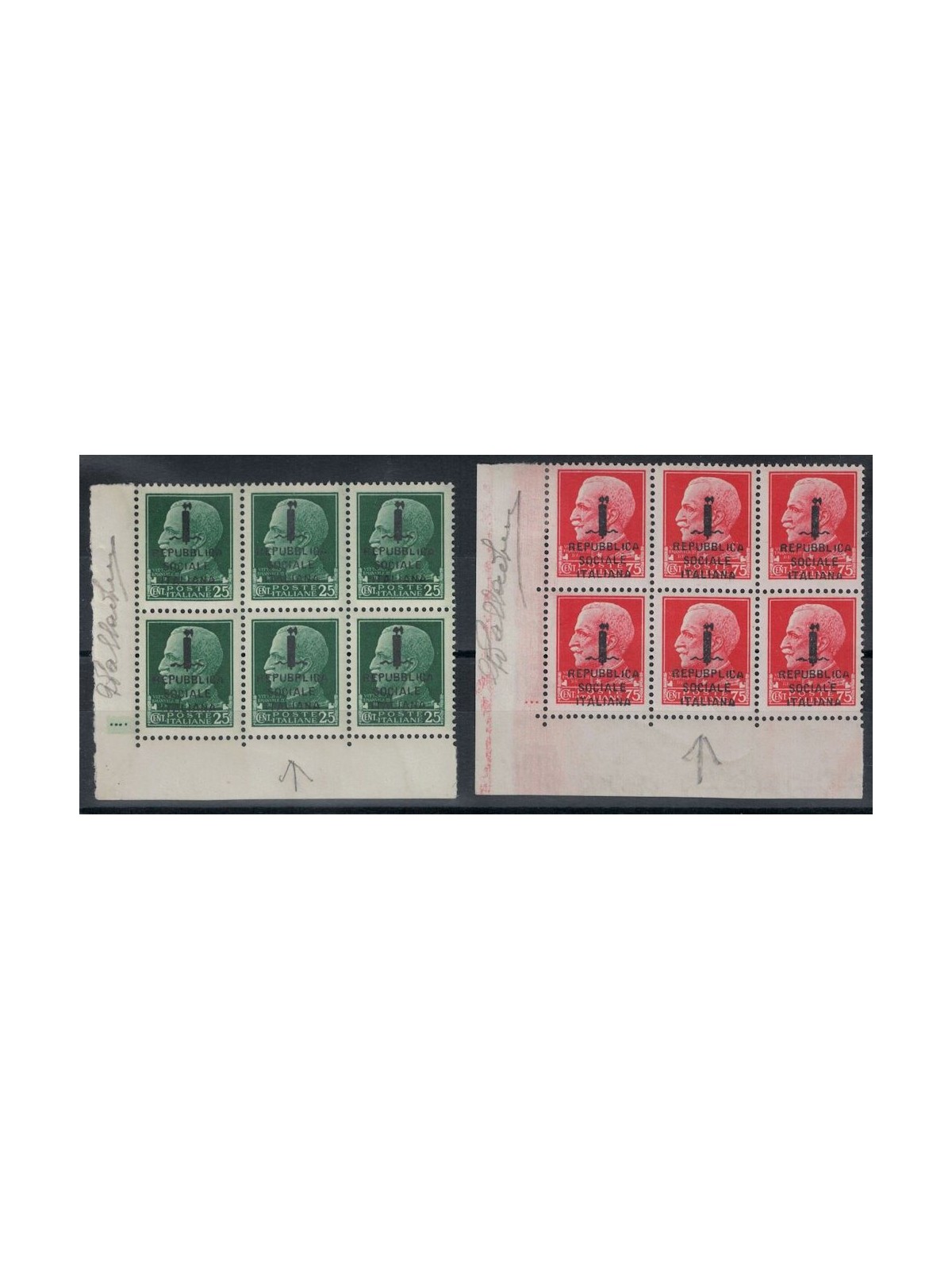 ITALY RSI 1944 Imperial Variety 25c + 75c (REPUBLIC) 2v MNH**