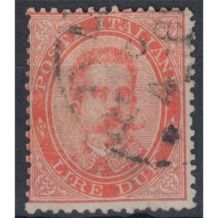 ITALIA REGNO 1879 Umberto I £2 vermiglio us ©