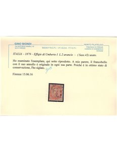 ITALIA REGNO 1879 Umberto I ₤2 vermiglio us ©