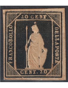 ITALY KINGDOM 1862 Thermignon 20c black sample (facsimile) MNG ©