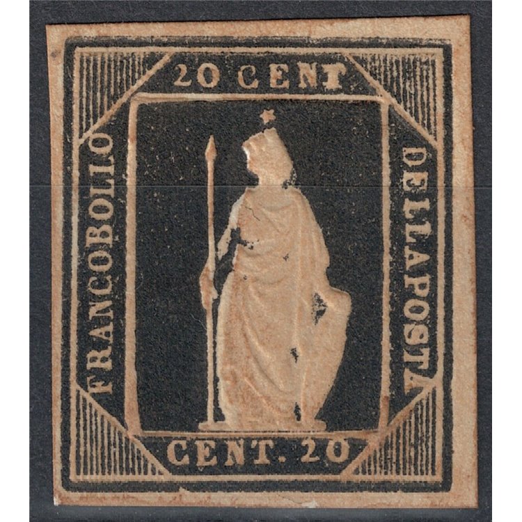 ITALY KINGDOM 1862 Thermignon 20c black sample (facsimile) MNG ©