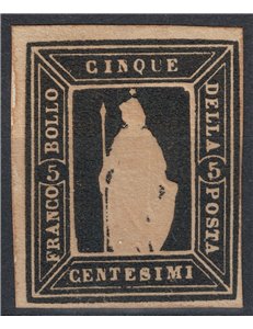 ITALY KINGDOM 1862 Thermignon 5c black sample (facsimile) MNG ©