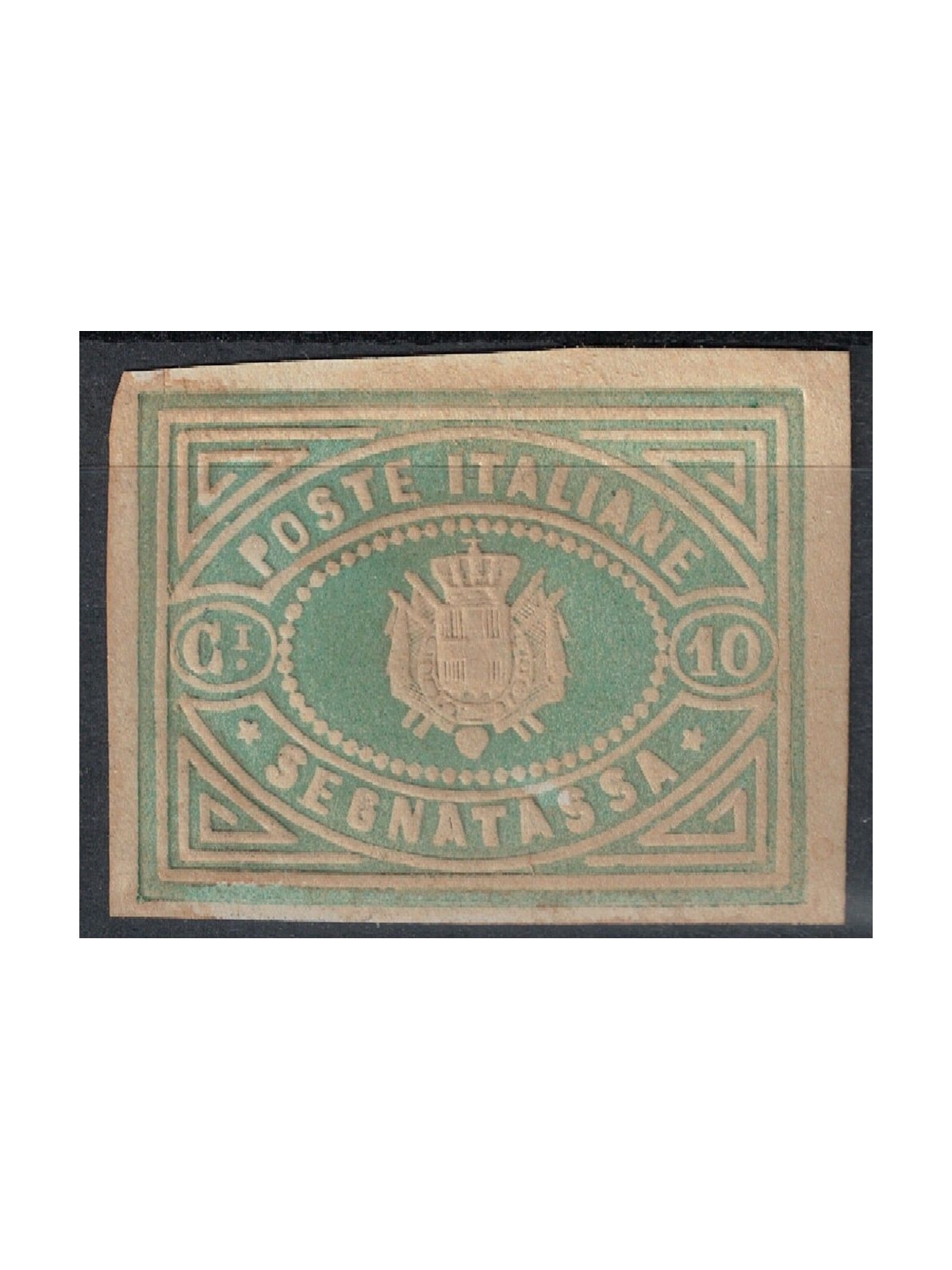 ITALIA REGNO 1864 Saggio Giuseppe Re 10c verde (Segnatasse) MNG ©