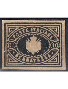 ITALIA REGNO 1864 Saggio Giuseppe Re (Ristampa) 10c Segnatasse MNG ©