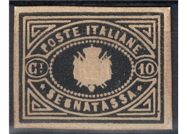 ITALIA REGNO 1864 Saggio Giuseppe Re (Ristampa) 10c Segnatasse MNG ©
