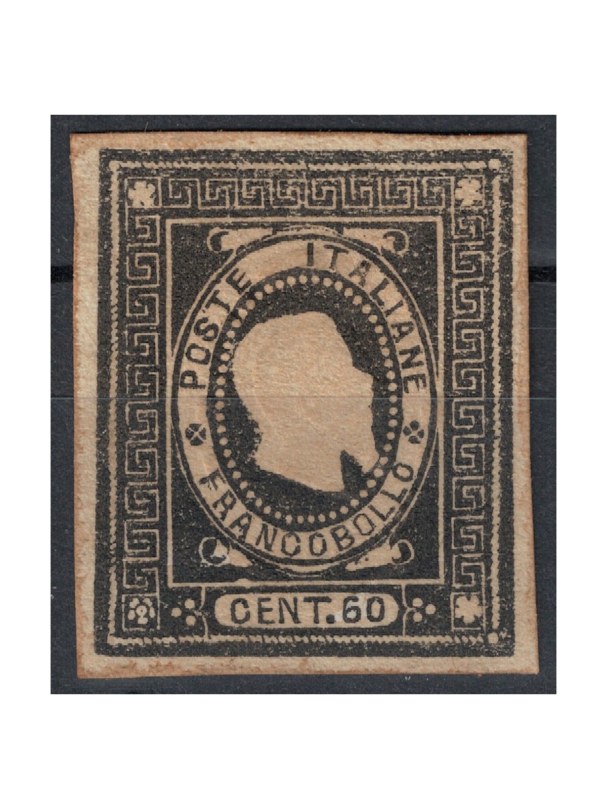 ITALIA REGNO 1864 Saggio Giuseppe Re (Ristampa) 60c nero MNG ©