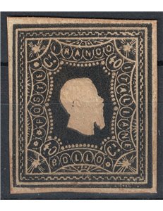 ITALIA REGNO 1864 Saggio Giuseppe Re (Ristampa) 40c nero MNG ©