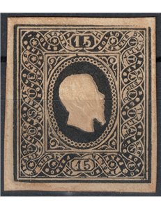 ITALIA REGNO 1864 Saggio Giuseppe Re (Ristampa) 15c nero MNG ©