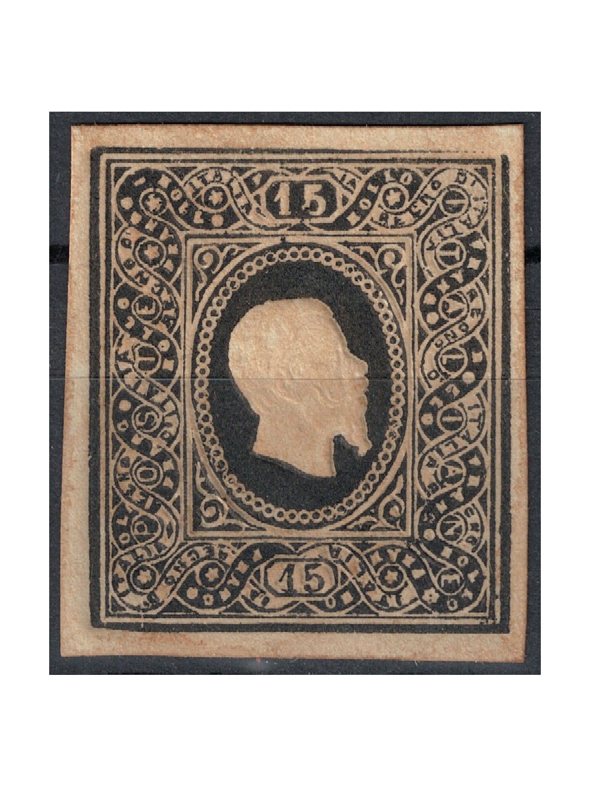 ITALIA REGNO 1864 Saggio Giuseppe Re (Ristampa) 15c nero MNG ©
