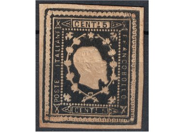 ITALY KINGDOM 1864 Essay Joseph King (Reprint) 5c black MNG ©