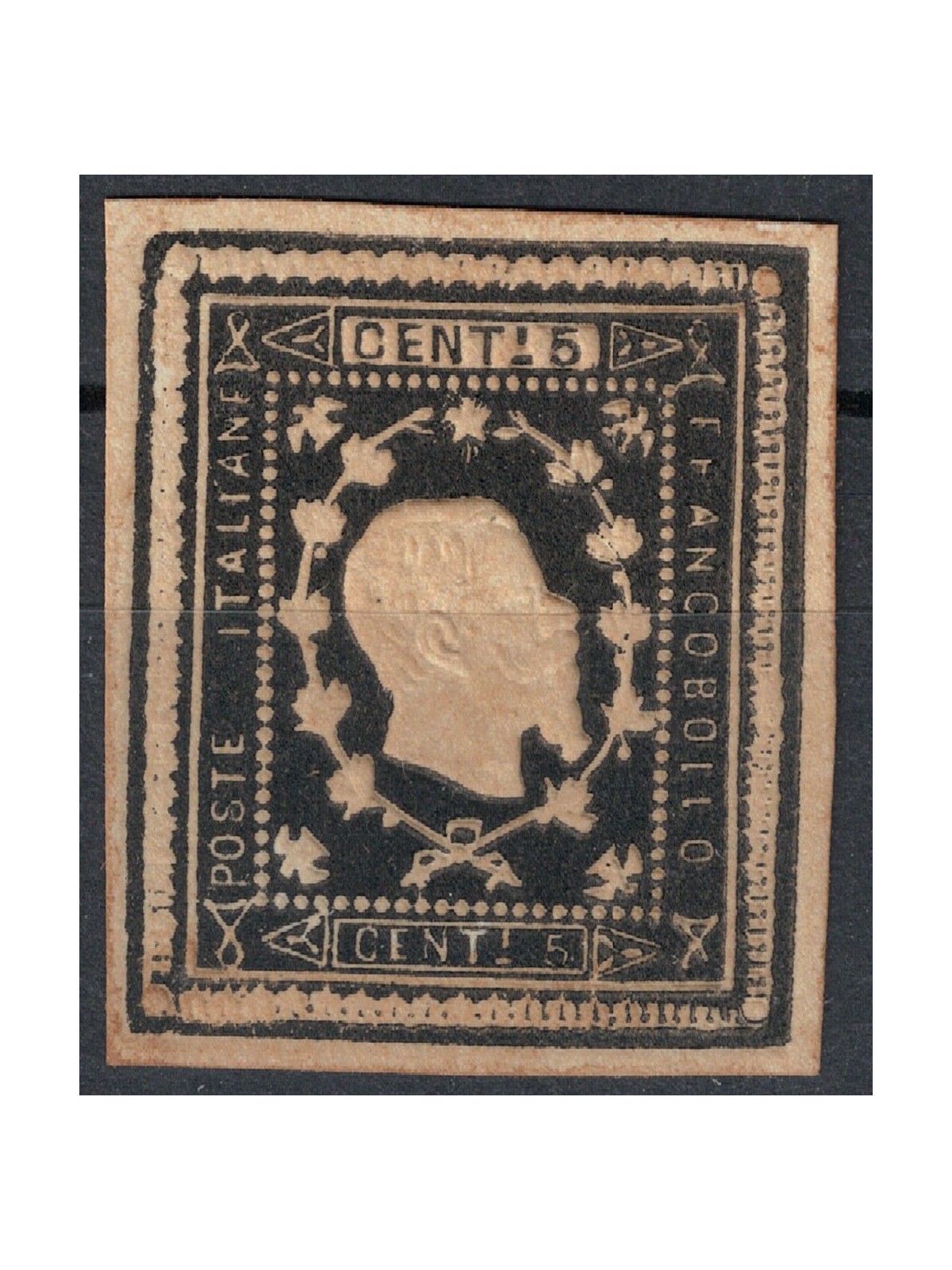 ITALY KINGDOM 1864 Essay Joseph King (Reprint) 5c black MNG ©