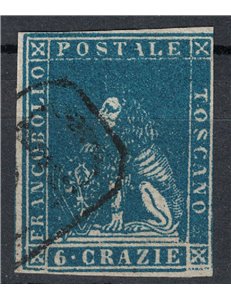 GRAND DUCHY OF TUSCANY 1857 Marzocco 6cr blue us ©