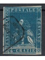 GRAND DUCHY OF TUSCANY 1857 Marzocco 6cr blue us ©