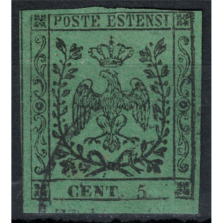 DUCATO DI MODENA 1852 Aquila Estense 5c verde (senza punto) us ©