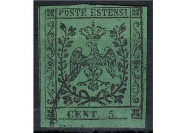 DUCHY OF MODENA 1852 Estense Eagle 5c green (without dot) us ©