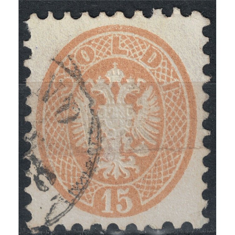 LOMBARDY-VENETIAN KINGDOM 1863-65 Double-headed eagle 15s brown dent. 9½ us ©