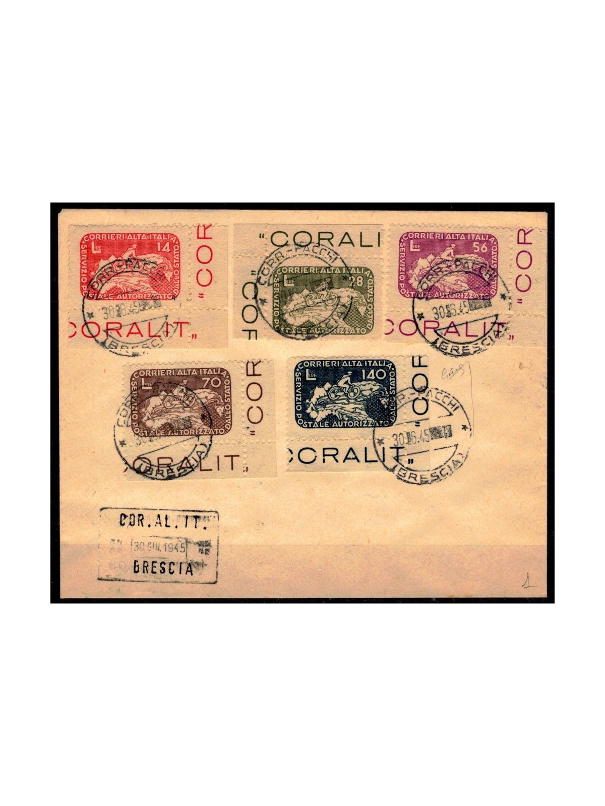 ITALY LIEUTENANCY 1945 Private Services (CORALIT) 5v us ©