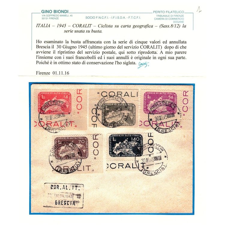 ITALIA LUOGOTENENZA 1945 Servizi Privati (CORALIT) 5v us ©