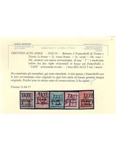 TRENTINO (BZ3) 1918-19 Trento e Trieste (TAXE + T con cifra) 5v MNH** ©