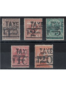 TRENTINO (BZ3) 1918-19 Trento e Trieste (TAXE + T con cifra) 5v MH* ©