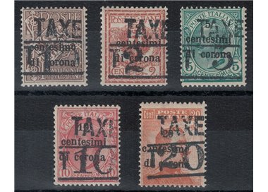 TRENTINO (BZ3) 1918-19 Trento and Trieste (TAXE + T with number) 5v MH* ©