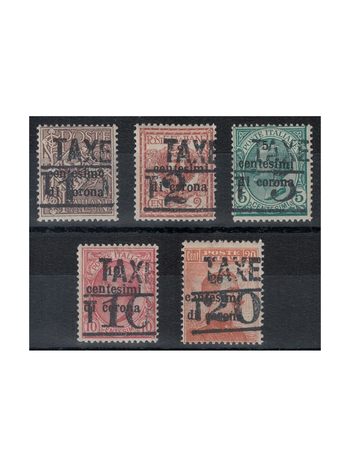 TRENTINO (BZ3) 1918-19 Trento e Trieste (TAXE + T con cifra) 5v MH* ©