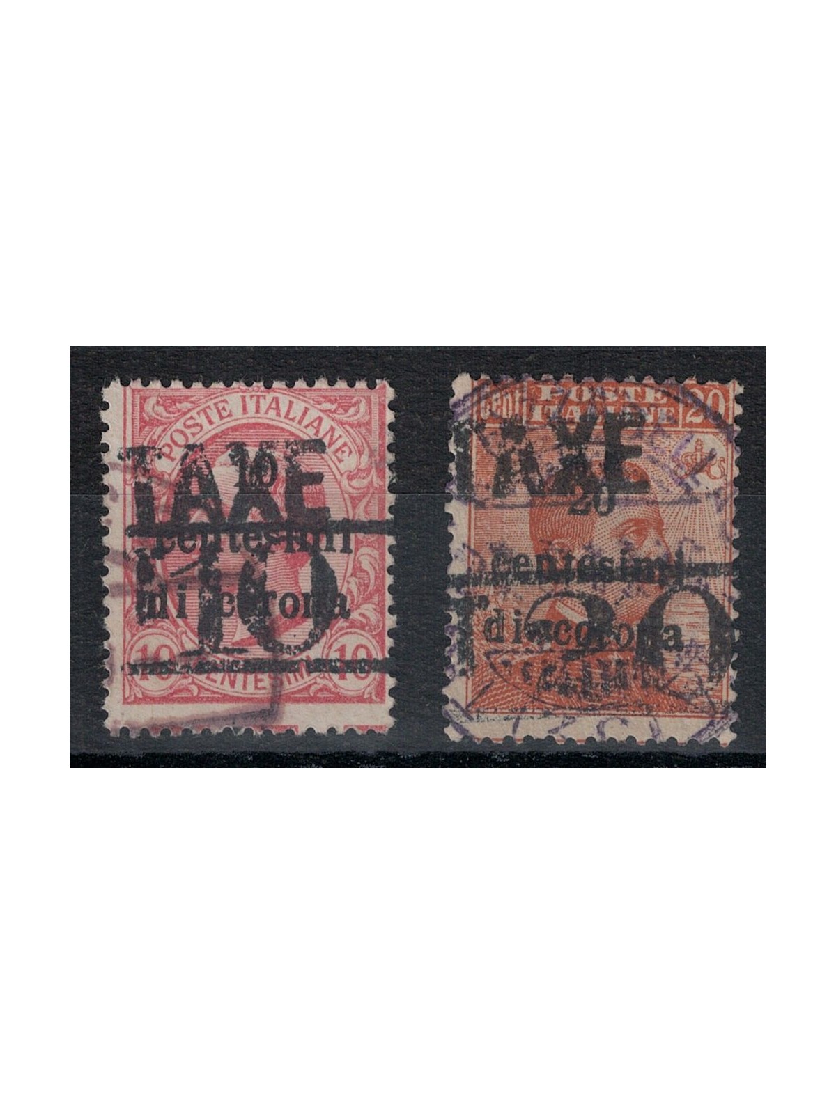 TRENTINO (BZ3) 1918-19 Trento and Trieste (TAXE + T with number) 2v us ©